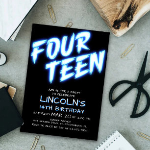 Neon Boys Pool 14ème anniversaire Invitation