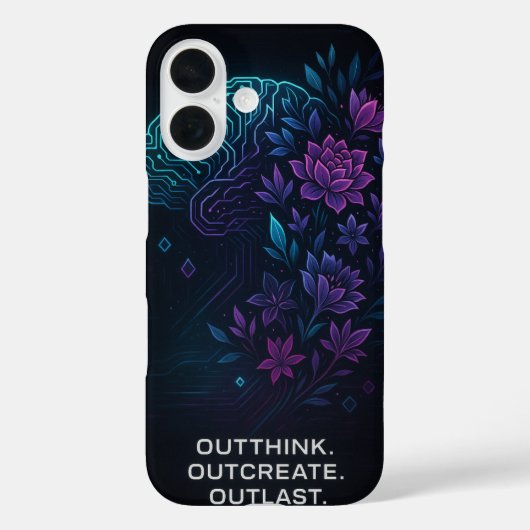 Neon Brain Bloom iPhone 16 Case – Outthink. Outcre (Achterkant)