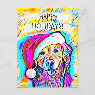 Neon Bright Colors kerstgouden reclantaarn Art Feestdagenkaart
