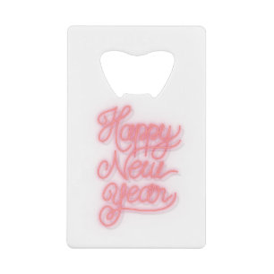 Neon bright happy new year social ads sjabloon kredietkaart flessenopener