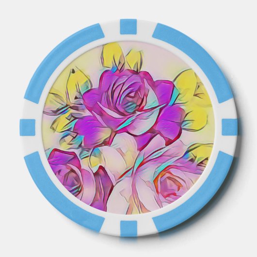 Neon Bright Hot Roze Geel abstract Roos Poker Chips (Voorkant)