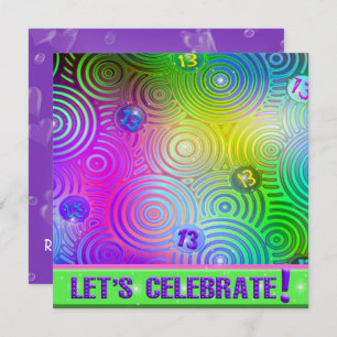 Neon Bright Invitation du 13e anniversaire