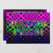 NEON BRIGHT LIGHTS JUNIOR PROM IVITATION KAART (Voorkant / Achterkant)