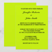 Neon Bright Lime Green Wedding Colorful Kaart (Voorkant / Achterkant)