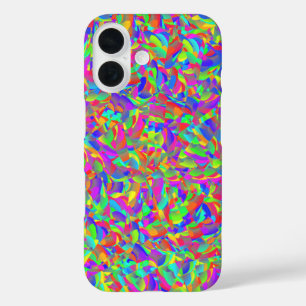 Neon Bright Rainbow Confetti Abstract iPhone 16 Hoesje