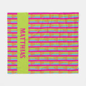Neon Bright Retro Lacrosse Sticks and Stripes Fleece Deken (Voorkant (Horizontaal))