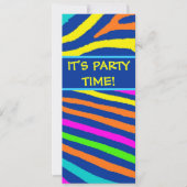 Neon bright zebra bijt verjaardagsfeest kaart (Voorkant)
