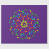 Neon Bubble Orbs Mandala op Deep Paars Cadeaupapier (Vlak)