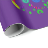 Neon Bubble Orbs Mandala op Deep Paars Cadeaupapier (Rol Hoek)