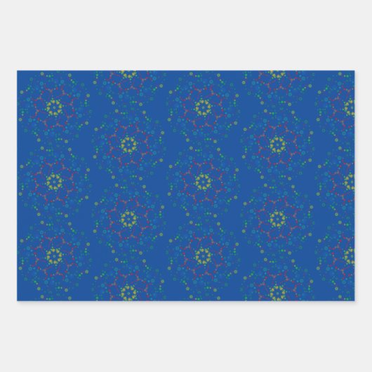 Neon Bubble Orbs Mandala Triple Design Inpakpapier Vel (Voorkant 3)