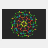 Neon Bubble Orbs Mandala Triple Design Inpakpapier Vel (Voorkant 2)