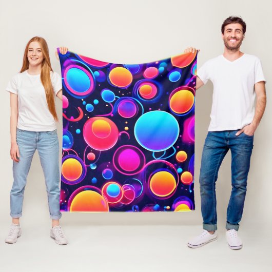Neon Bubble Pattern Fleece Deken (In situ)