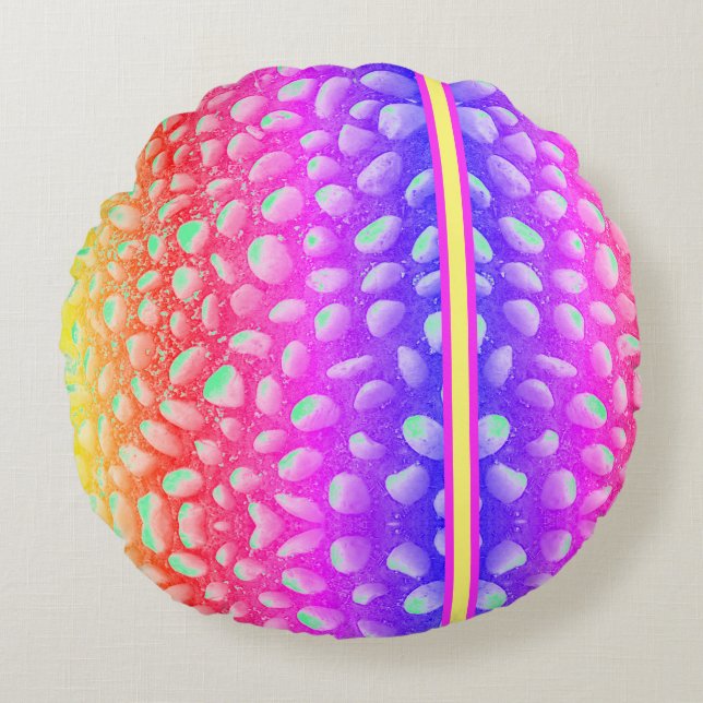 Neon buitenaardse stenen rond kussen (Voorkant)