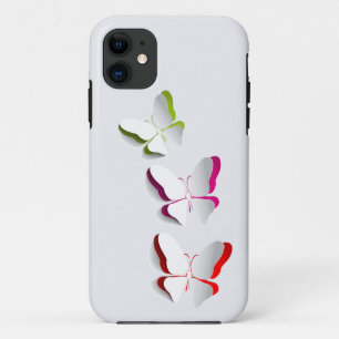 Neon Butterflies op White iPhone 11 Hoesje