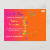 Neon Butterflies PHOTO Enregistrer la date carte p (Dos)