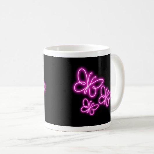Neon butterfly koffiemok (Voorkant rechts)