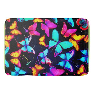 Neon Butterfly Pattern Badmat