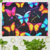 Neon Butterfly Pattern Theedoek (Gevouwen)