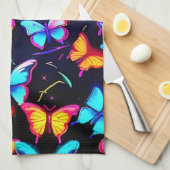 Neon Butterfly Pattern Theedoek (Quarter Fold)