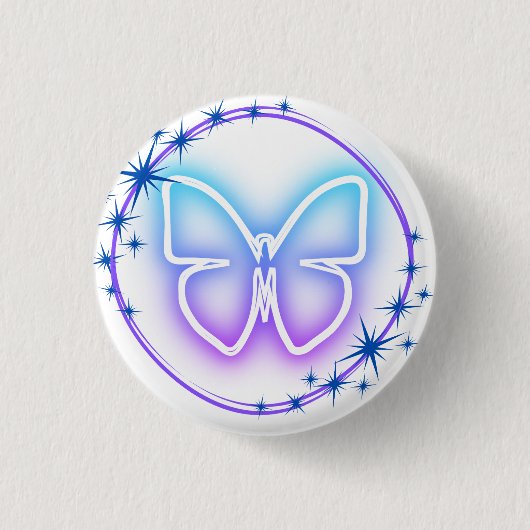 Neon Butterfly Ronde Button 3,2 Cm (Voorkant)