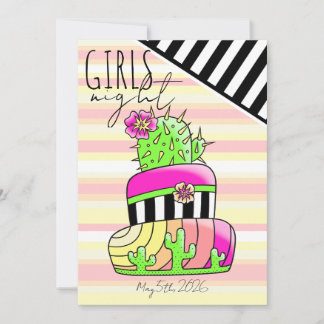 Neon Cactus Invitation Kaart