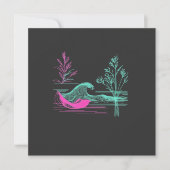 NEON CALM – Retro Wave & Botanical Line Art Feestdagenkaart (Voorkant)