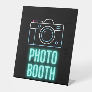 Neon Camera Photo Booth Reclamebord Met Voetstuk
