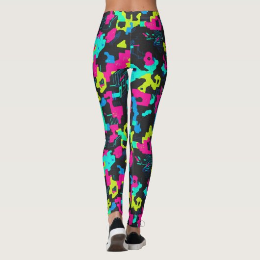 Neon Camouflage Pattern Leggings (Achterkant)