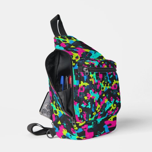 Neon Camouflagepatroon Sling Bag (Open)