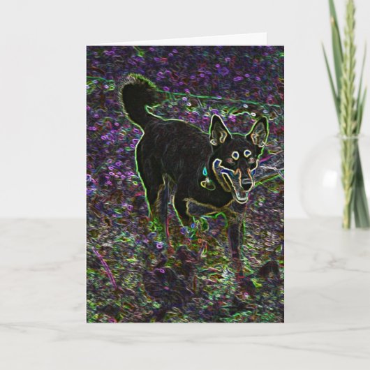 Neon Canine Birthday Kaart (Voorkant)
