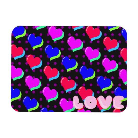 Neon Cartoon Heart Pattern Magneet (Horizontaal)