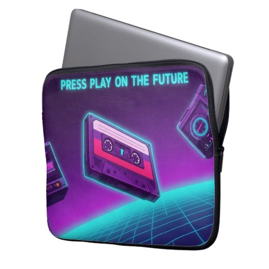 Neon Cassette Art Laptop Sleeve (Voorkant Links)
