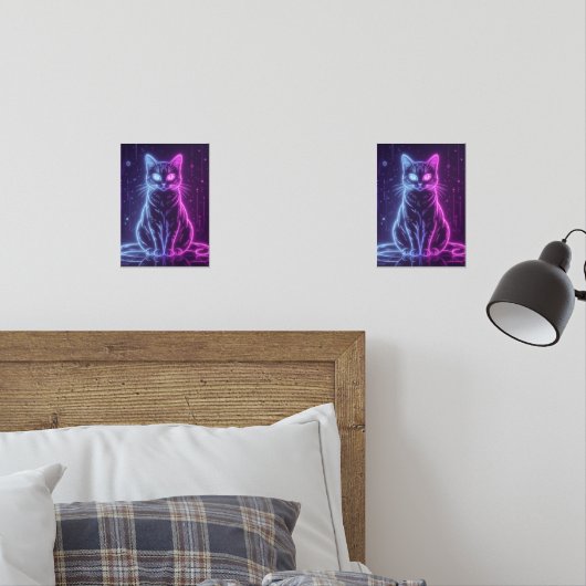 **Neon Cat Design – Glowing Futuristic Feline Art* (Chambre à coucher)