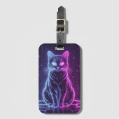 **Neon Cat Design – Glowing Futuristic Feline Art* Bagagelabel (Voorkant (verticaal))