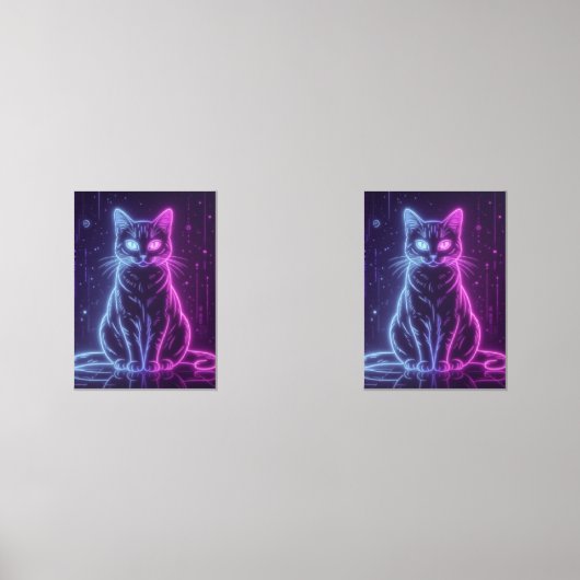 **Neon Cat Design – Glowing Futuristic Feline Art* Muurkunst Sets (Voorkant)