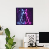 **Neon Cat Design – Glowing Futuristic Feline Art* Poster (Thuiskantoor)