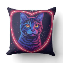 Neon Cat Heart Design – Cute Glowing Kitty Love