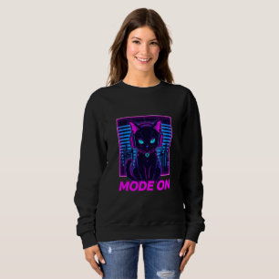 Neon Cat Mode ON - Cyberpunk Gamer Cat Sweat - shi
