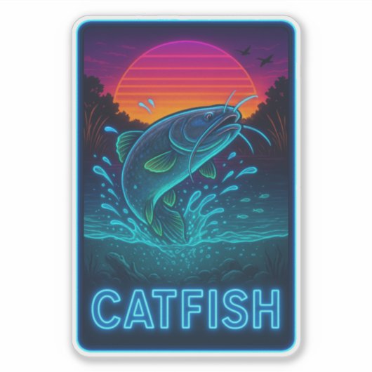 Neon Catfish-Sticker Sticker (Voorkant)