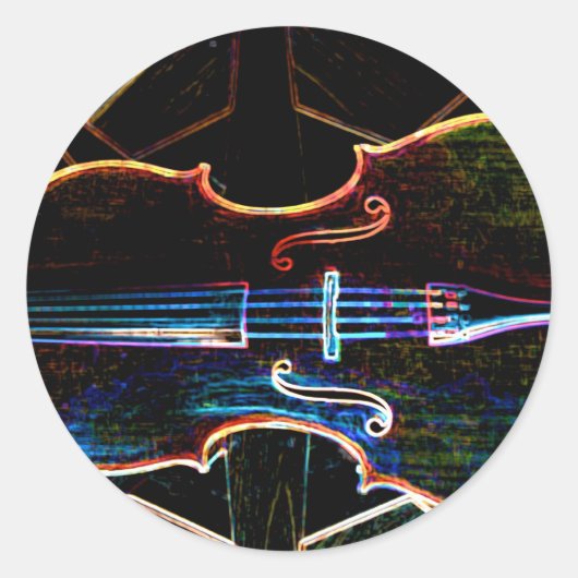 Neon Cello Ronde Sticker (Voorkant)