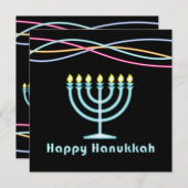 Neon Chanoeka Partij Kaart (Voorkant / Achterkant)