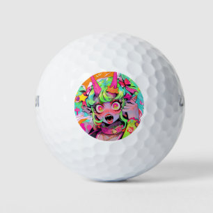 Neon Chaos Demon Girl Expression Golfballen