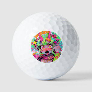 Neon Chaos Demon Girl Expression Golfballen