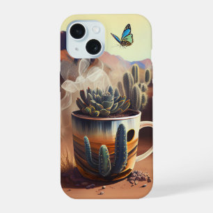Neon Charlie Chameleon, Textiel Regenwoud Collage iPhone 15 Hoesje