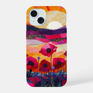 Neon Charlie Chameleon, Textiel Regenwoud Collage iPhone 15 Hoesje