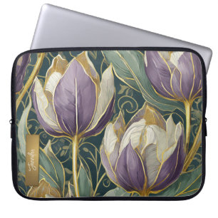 Neon Charlie Chameleon, Textiel Regenwoud Collage Laptop Sleeve