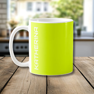 Neon Chartreus Effen Kleur Klassiek gepersonalis Koffiemok