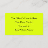 Neon Chartreuse Geel Fluorescent Kleurrijk Helder Visitekaartje (Achterkant)