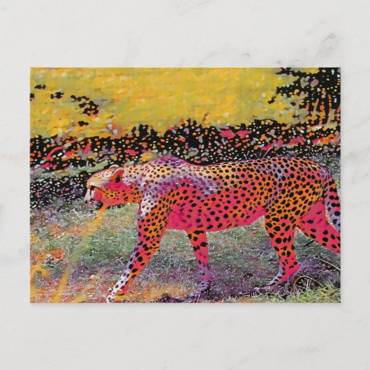 Neon cheetah briefkaart (Voorkant)
