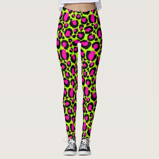 Neon Cheetah Pattern, Boys Girls & Kinder, Leopard Leggings (Voorkant)